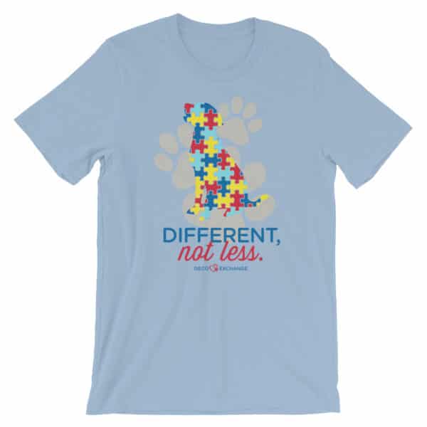 Different Not less Autism - Light Colors (1) - Short-Sleeve Unisex T-Shirt - DecoExchange Autism Awareness - Image 4