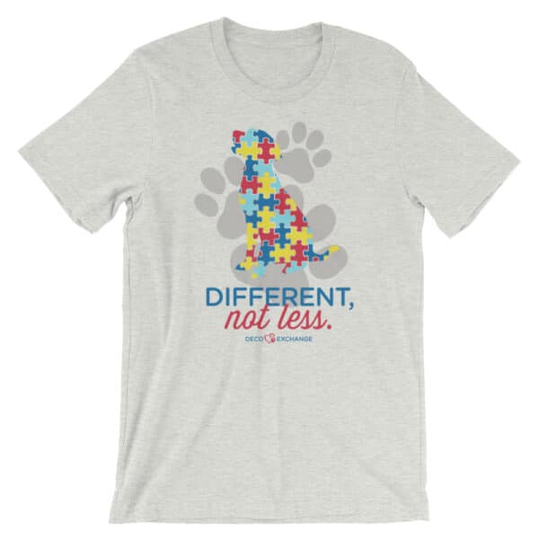 Different Not less Autism - Light Colors (1) - Short-Sleeve Unisex T-Shirt - DecoExchange Autism Awareness - Image 3