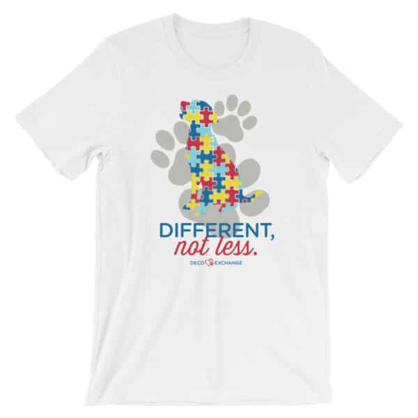 Different Not less Autism - Light Colors (1) - Short-Sleeve Unisex T-Shirt - DecoExchange Autism Awareness